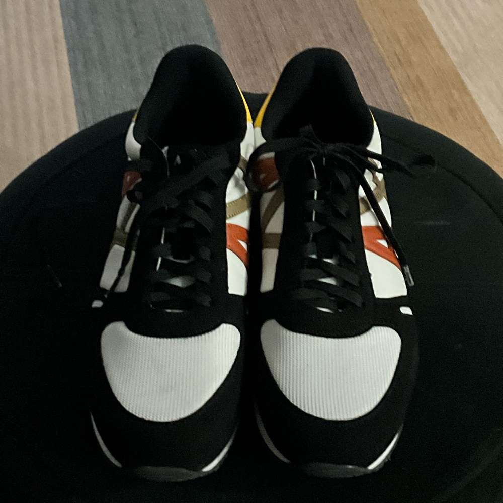 Armani Exchange Black, White, and Orange Sneakers